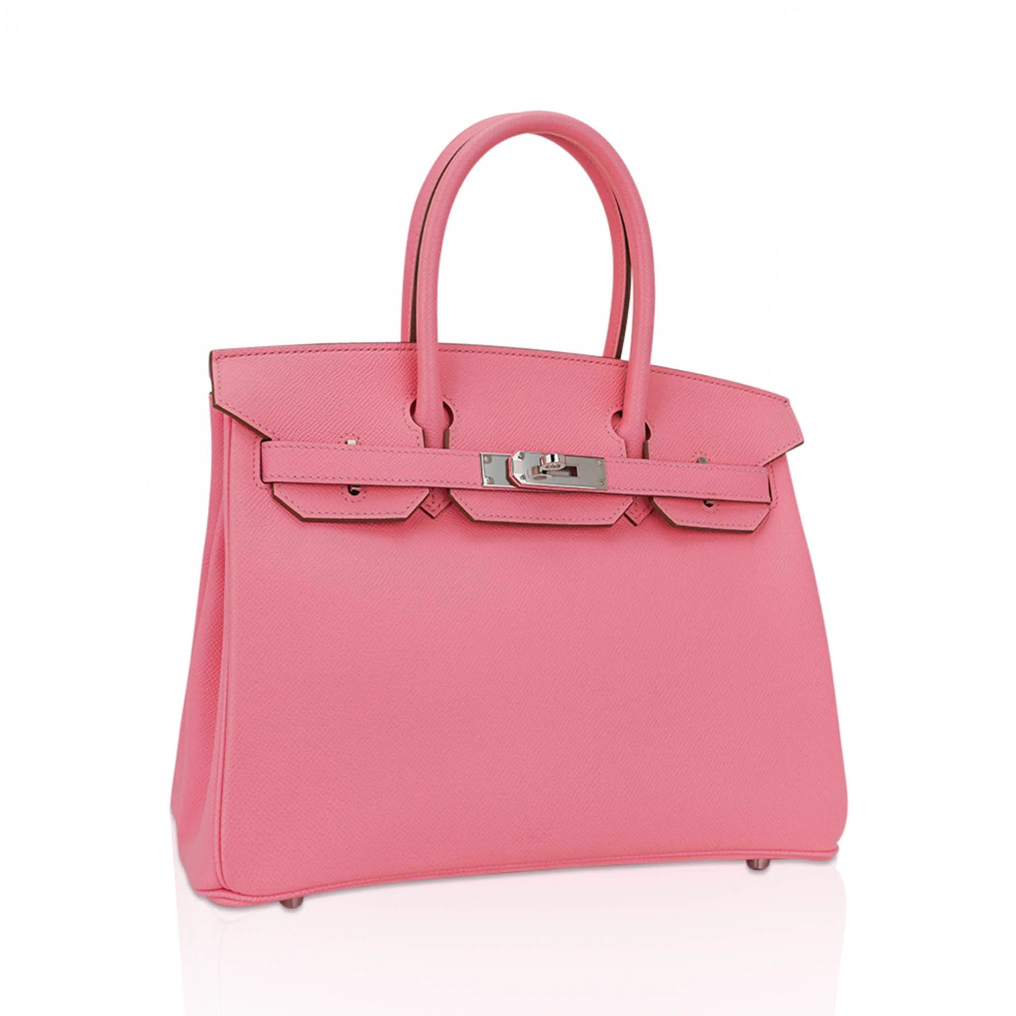 Kwiatowo-Różowa Średnia Trapezowa Torebka Z Gładką Teksturowaną Powierzchnią I Srebrnym Zestawem Zabezpieczającym Z Kłódką